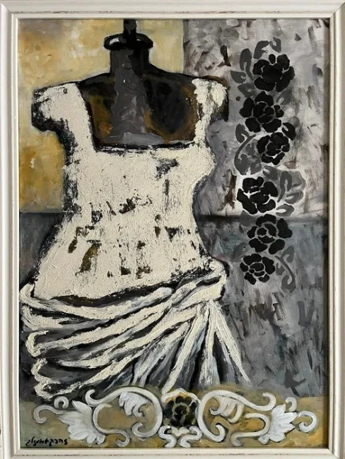 " בובת דיגום " | אקריליק טכניקה מעורבת. 70/50 נמסר לפרופסור רחל גרוסמן.